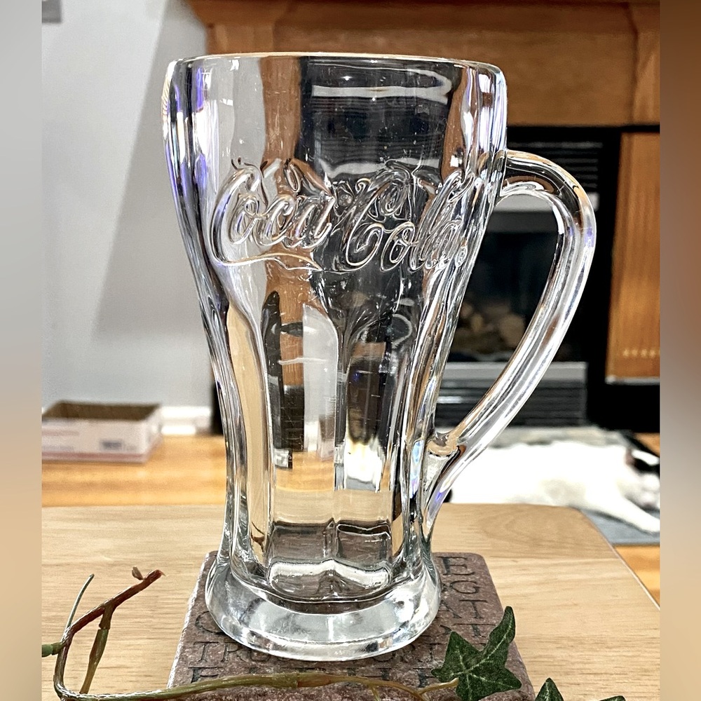 An official coke a cola glass mug with handle